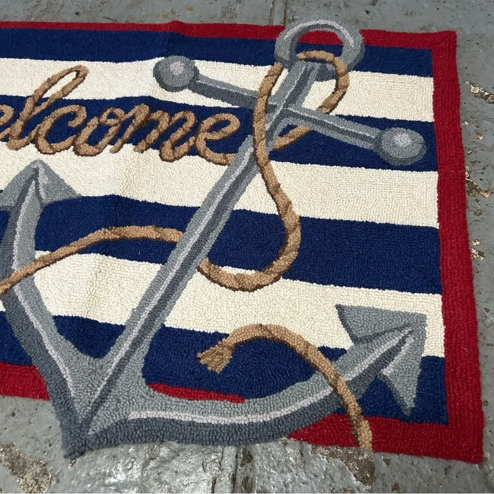 Nautical Welcome Mat with Anchor Design #1201257